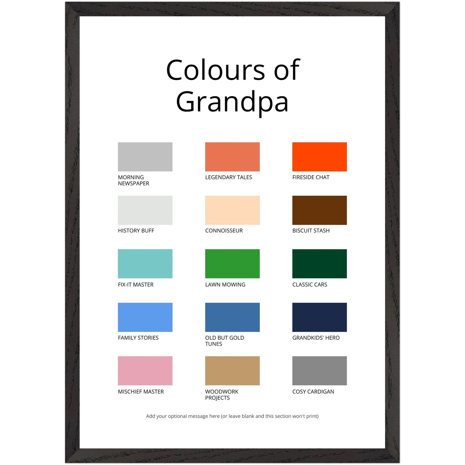 An example of our personalised paint charts for grandfathers, grandpas and grandads