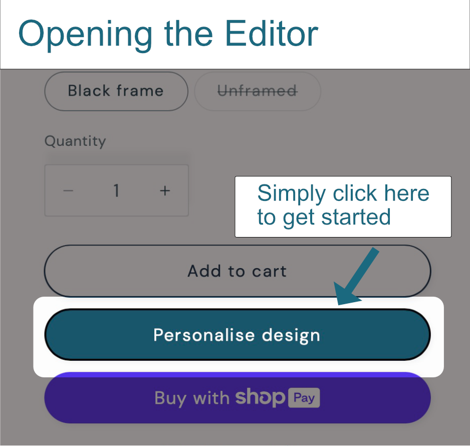 A screenshot of our 'personalise design' button