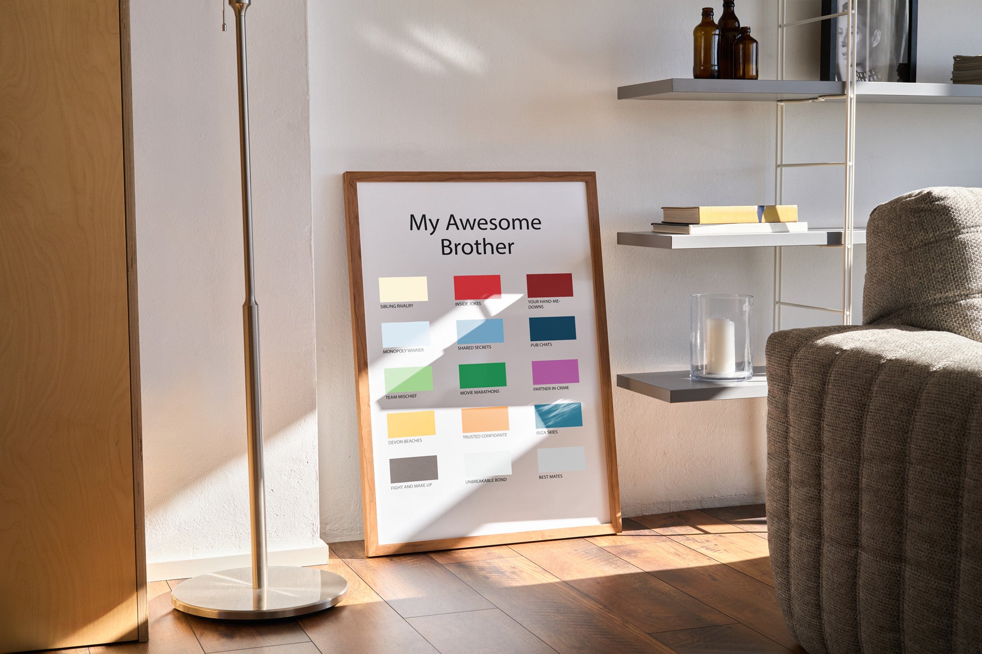 One of our awesome personalised paint chart prints on a floor